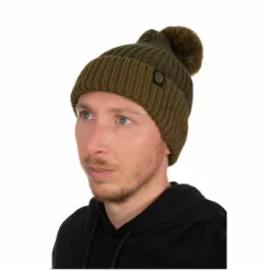 Fox - Heavy Knit Bobble Hat - Olive