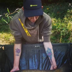 VASS - Embroided Hoody With Yellow Strap - Khaki Edition -Predator shop vass khaki edition hoodie with yellow strap carp fishing